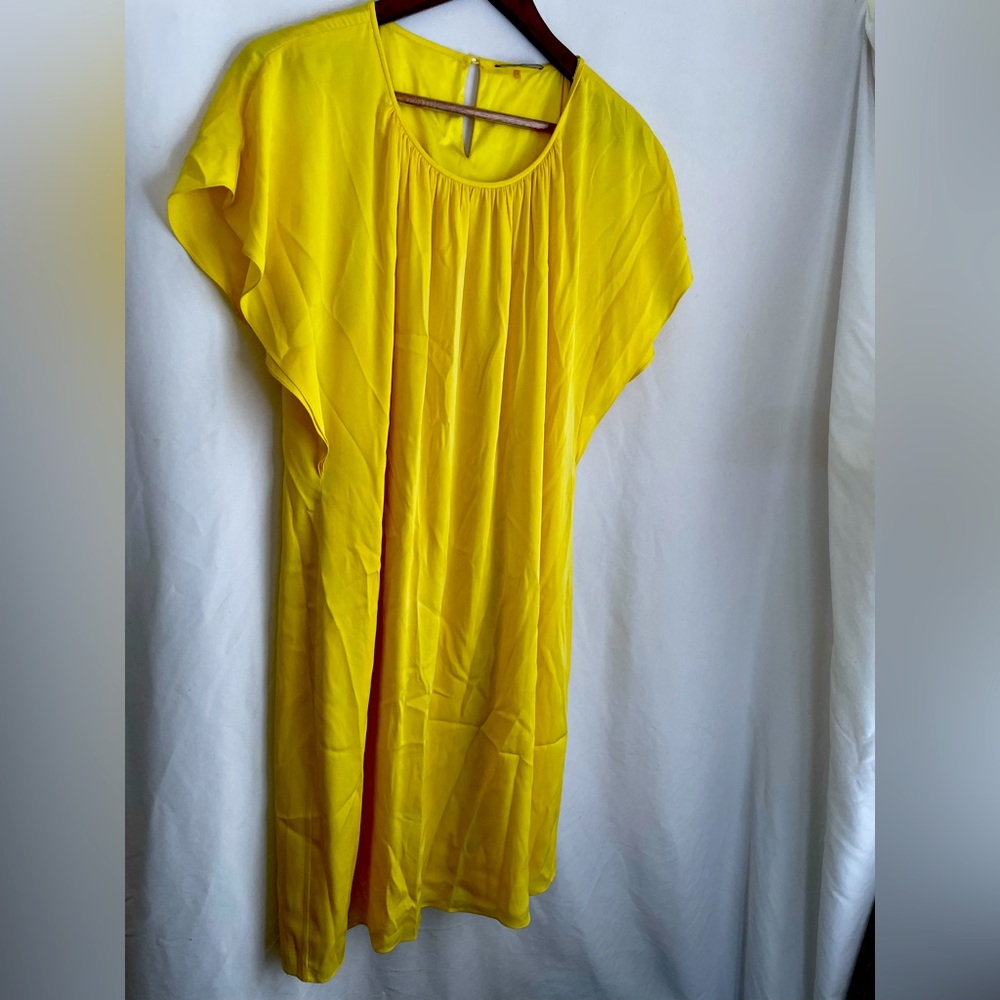 Elie Tahari canary yellow sleeveless short sleeve dress size L